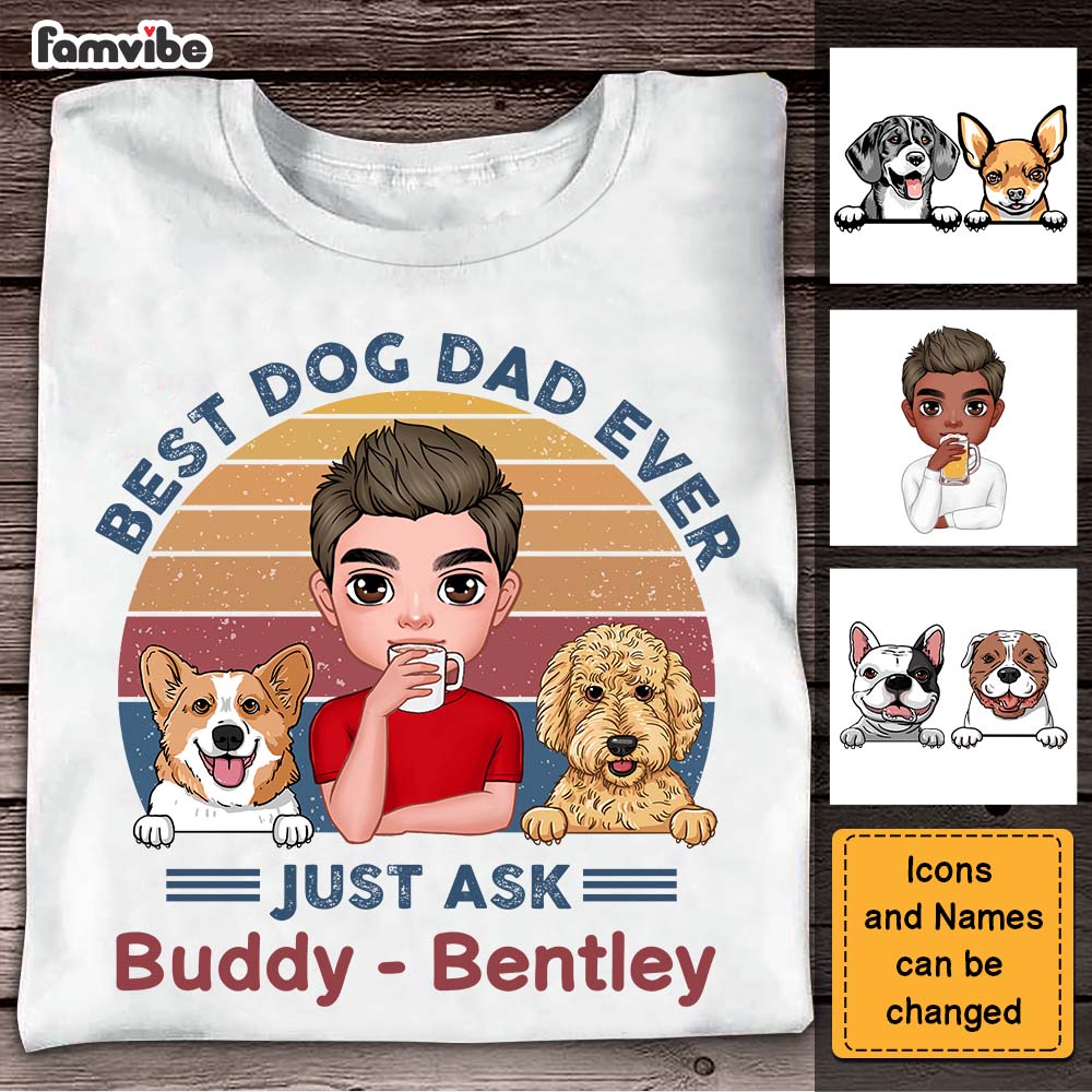 Personalized Gift for Dog Dad Retro Shirt 23968 Primary Mockup