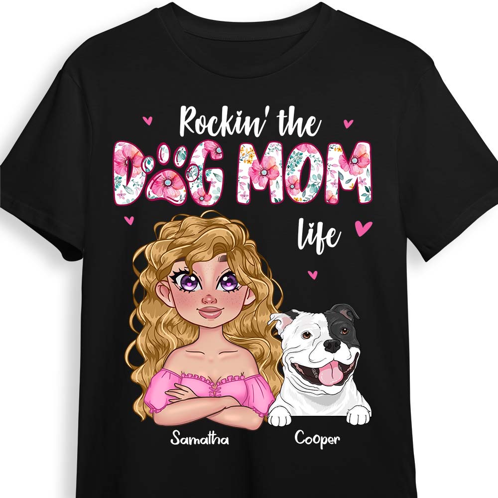 Personalized Rockin' The Dog Mom Life Shirt 23977 Primary Mockup