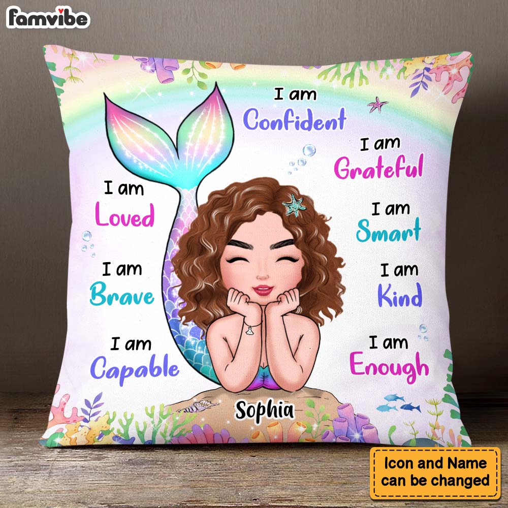 Personalized Gift For Granddaughter I Am Kind Mermaid Pillow 24000 Primary Mockup