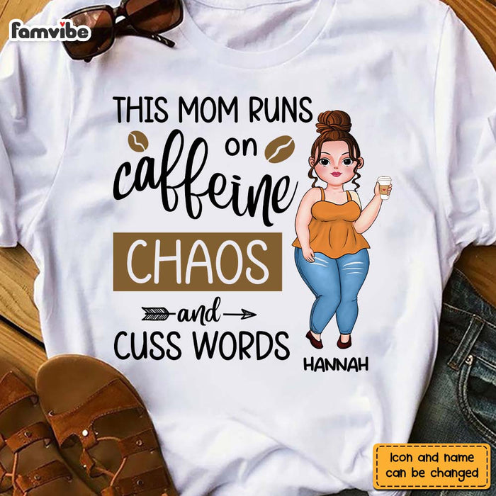Personalized Gift This Mom Runs On Caffeine, Chaos and Cuss Words Shirt - Hoodie - Sweatshirt 24006 1