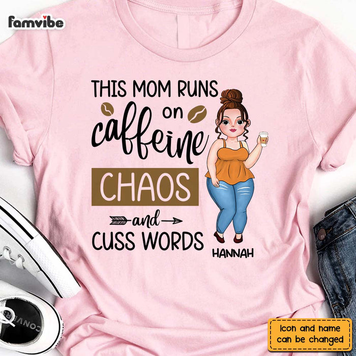Personalized Gift This Mom Runs On Caffeine, Chaos and Cuss Words Shirt - Hoodie - Sweatshirt 24006 1