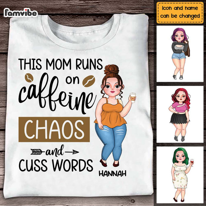 Personalized Gift This Mom Runs On Caffeine, Chaos and Cuss Words Shirt - Hoodie - Sweatshirt 24006 1