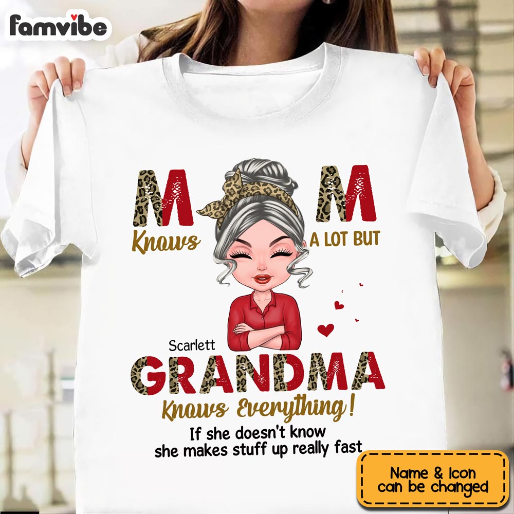 Personalized Grandma Know Everything Leopard Pattern Shirt 24015 Primary Mockup