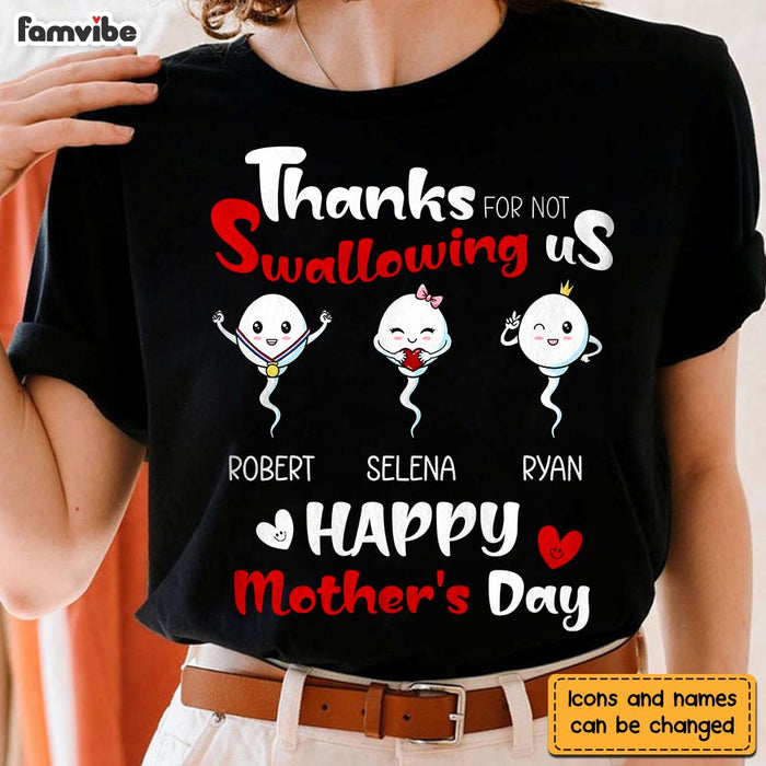 Personalized  Gift  For Mom Thanks For Not Swallowing Us  Mother's Day Funny Birthday Shirt - Hoodie - Sweatshirt 24025 1