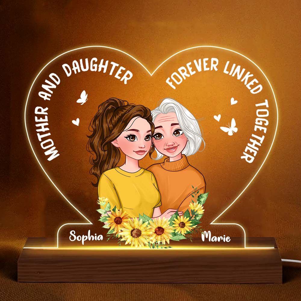 Personalized Gift For Mom And Daughter Plaque LED Lamp Night Light 24049 Primary Mockup
