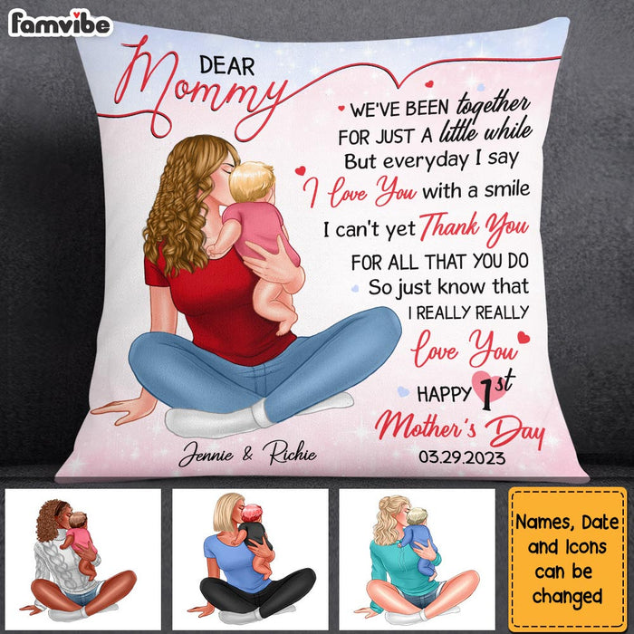 Personalized Happy 1st Mother's Day Canvas Pillow 24108 1