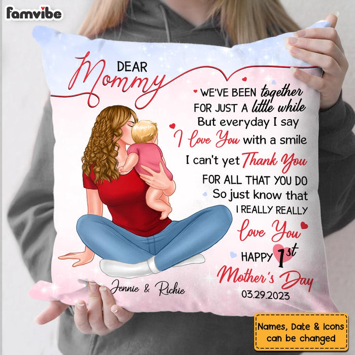 Personalized Happy 1st Mother's Day Canvas Pillow 24108 1