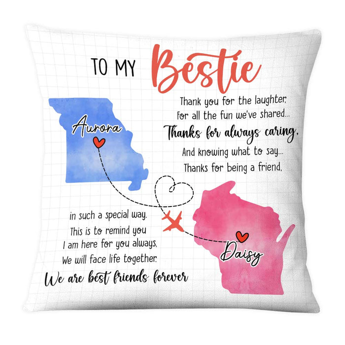 Personalized Gift For Long Distance Friends Watercolor Maps Pillow 24121 1