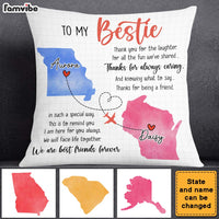 Personalized Gift For Long Distance Friends Watercolor Maps Pillow 24121 thumb 1