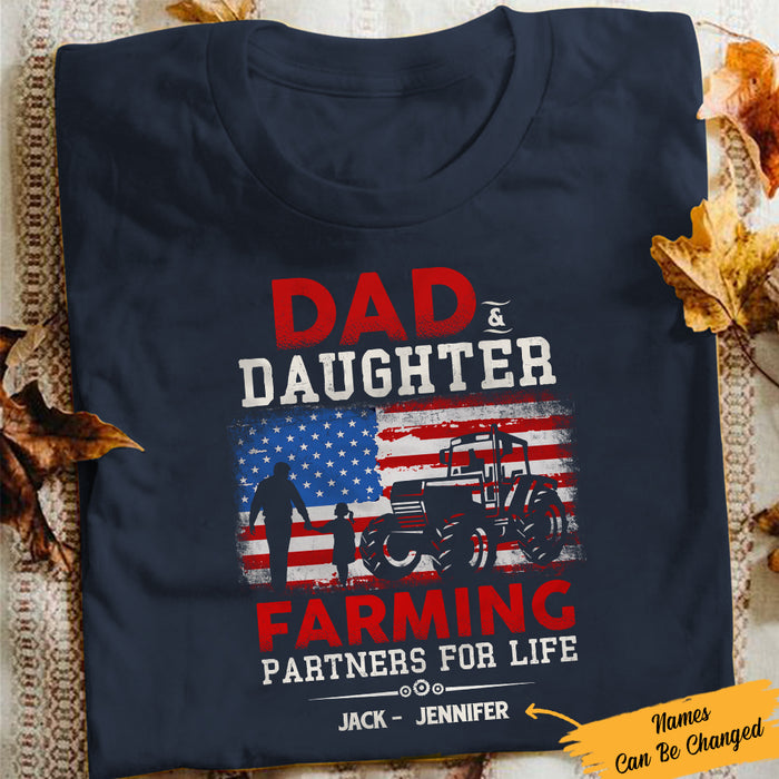 Personalized Tractor Farmer Dad & Daughter Farming Partners T Shirt JL291 67O57 1