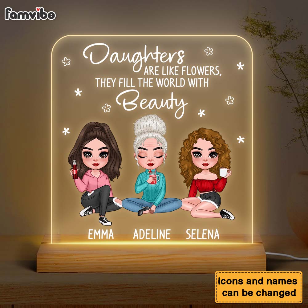 Personalized Daughters Are Like Flowers Plaque LED Lamp Night Light 24154 Primary Mockup