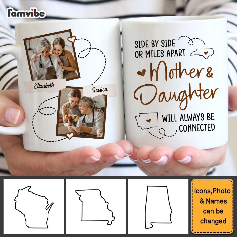 Personalized Gift For Long Distance Mother And Daughter Always Be Connected Mug 24164 Primary Mockup