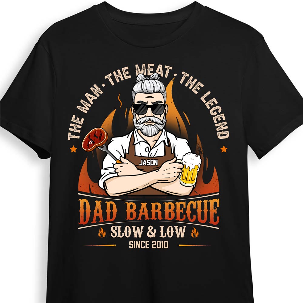 Personalized BBQ Dad's Barbecue The Man The Meat Shirt 24174 Primary Mockup