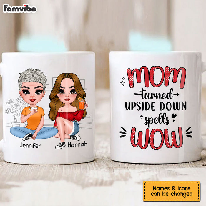 Personalized Mom Turned Upside Down Spells Wow Mug 24182 1