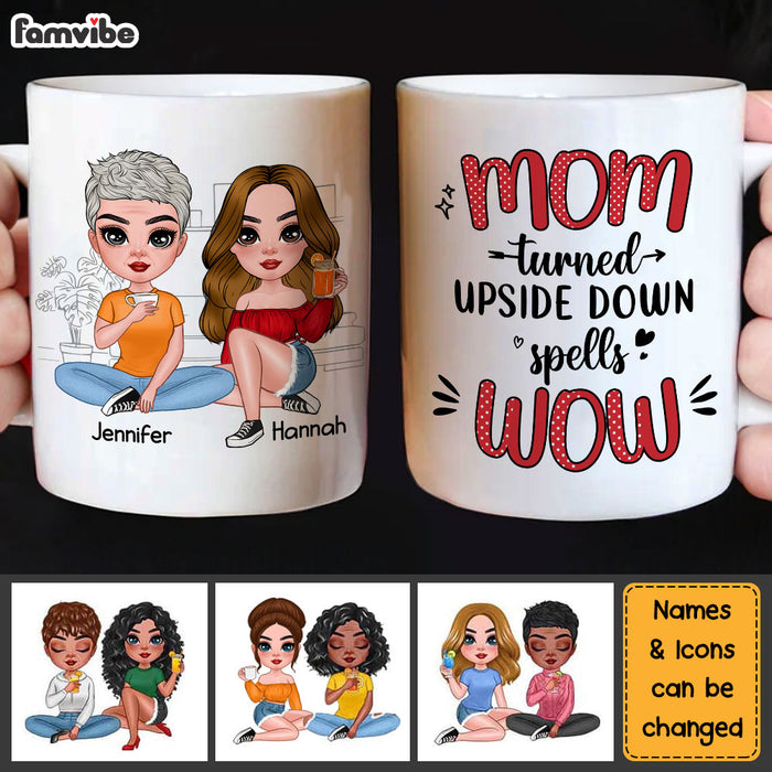 Personalized Mom Turned Upside Down Spells Wow Mug 24182 1