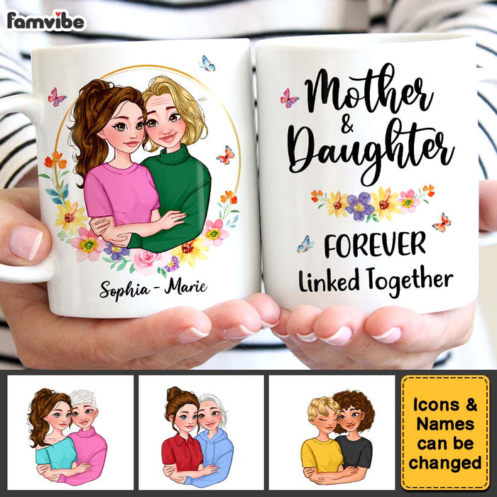 Personalized Mother And Daughter Forever Linked Together Mug 24200 1