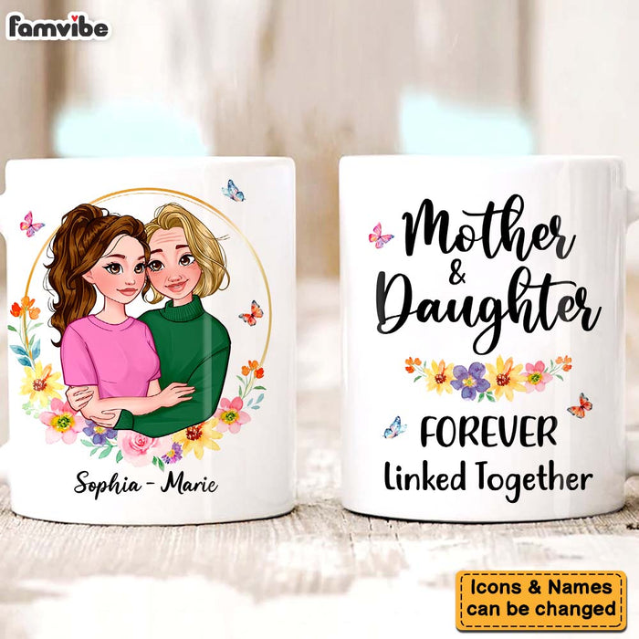 Personalized Mother And Daughter Forever Linked Together Mug 24200 1