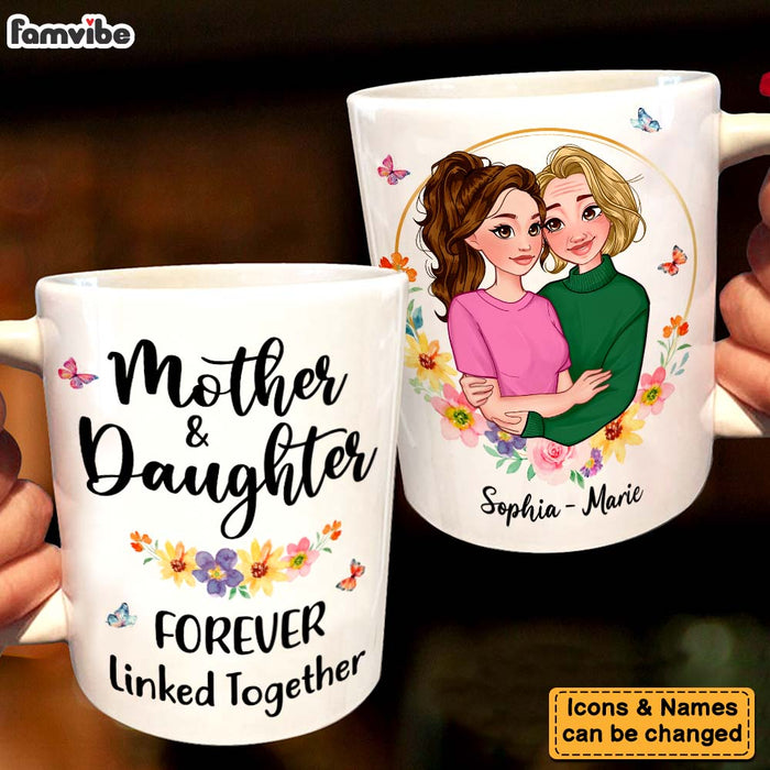 Personalized Mother And Daughter Forever Linked Together Mug 24200 1