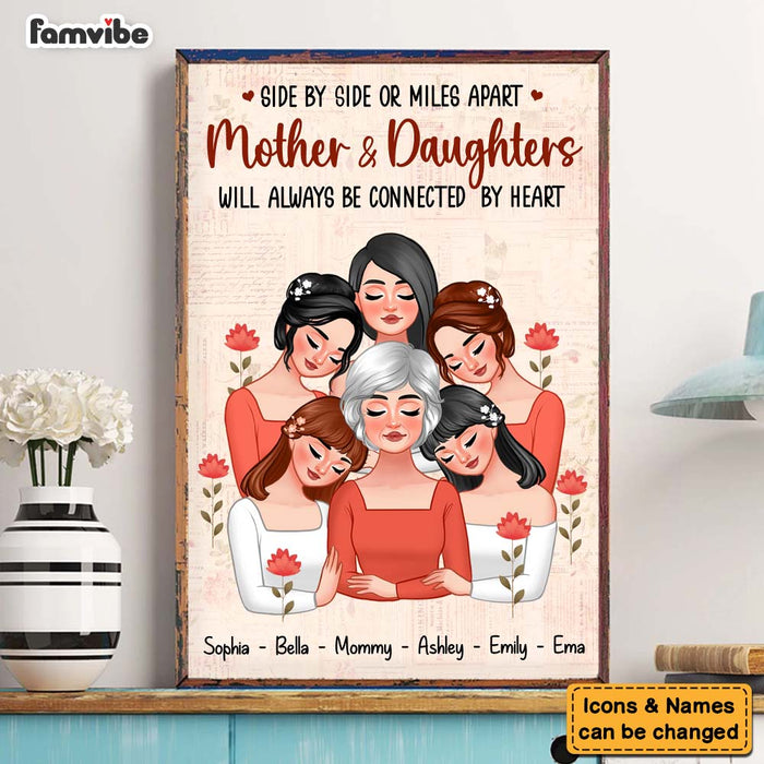 Personalized Mother & Daughters Will Always Be Connected By Heart Poster 24246 1