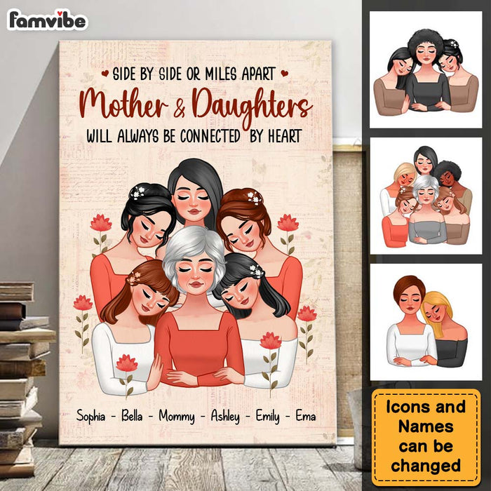 Personalized Mother & Daughters Will Always Be Connected By Heart Poster 24246 1