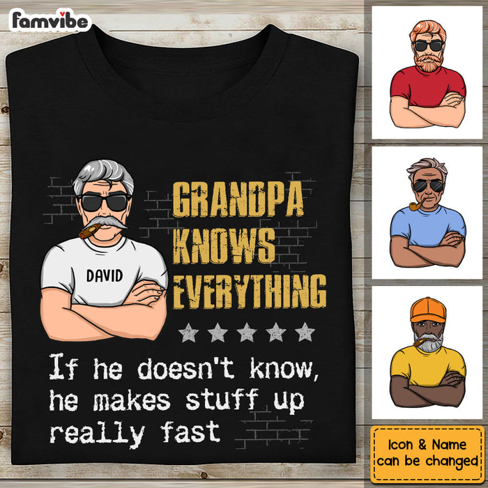 Personalized Gift For Grandpa Knows Everything Shirt - Hoodie - Sweatshirt 24270 1