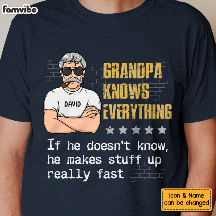 Personalized Gift For Grandpa Knows Everything Shirt - Hoodie - Sweatshirt 24270 1