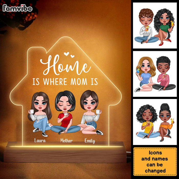 Personalized Home Is Where Mom Is Plaque LED Lamp Night Light 24271 1