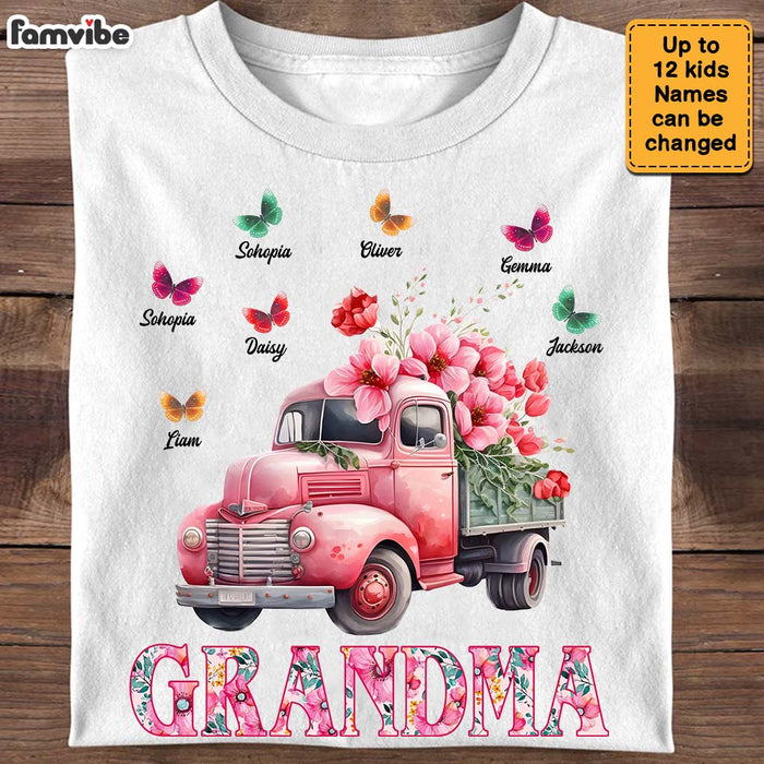 Personalized Grandma Flower Truck Shirt - Hoodie - Sweatshirt 24336 1