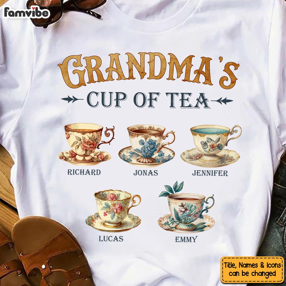 Personalized Grandma's Cup Of Tea Shirt Hoodie Sweatshirt 24359 Primary Mockup
