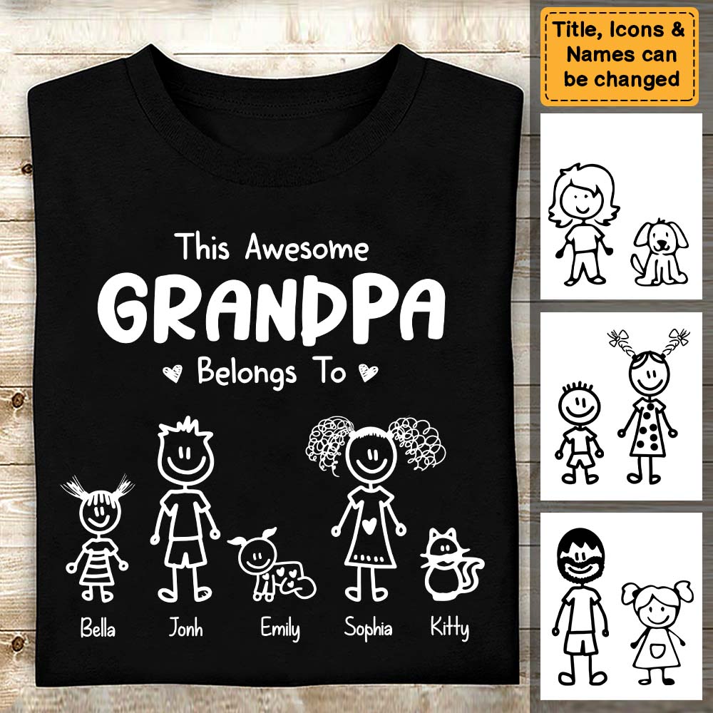 Personalized Gift For Grandpa This Awesome Grandpa Belongs To Shirt Hoodie Sweatshirt 24393 Primary Mockup