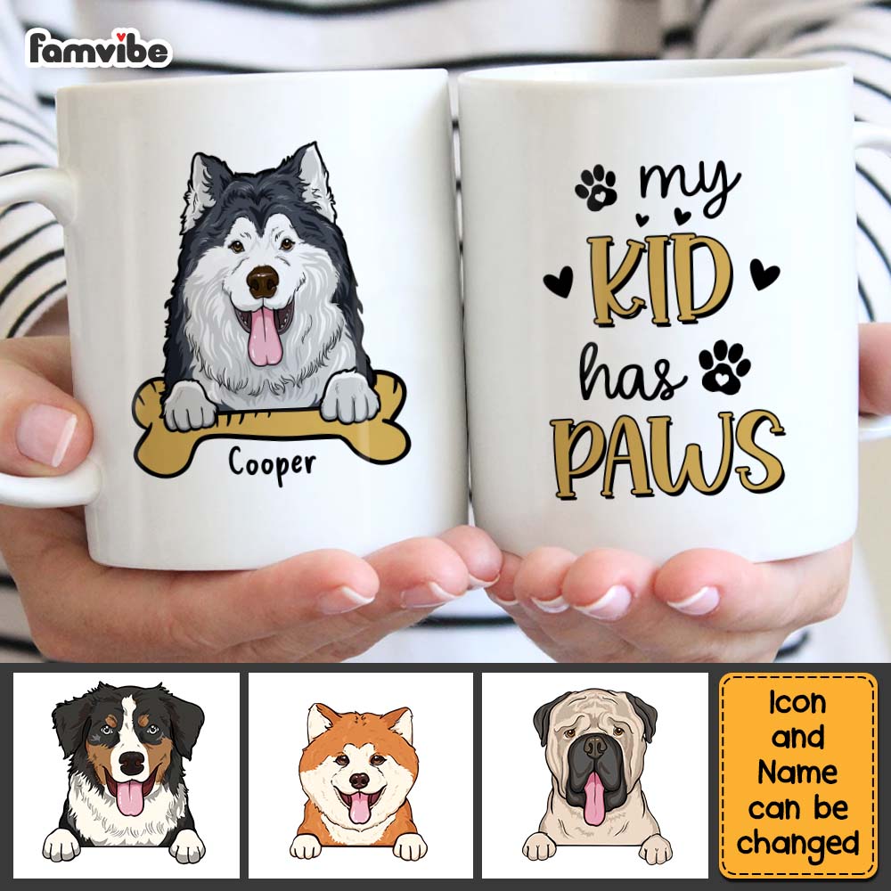 Personalized Gift For Dog Owners My Kid Has Paws Mug 24394 Primary Mockup