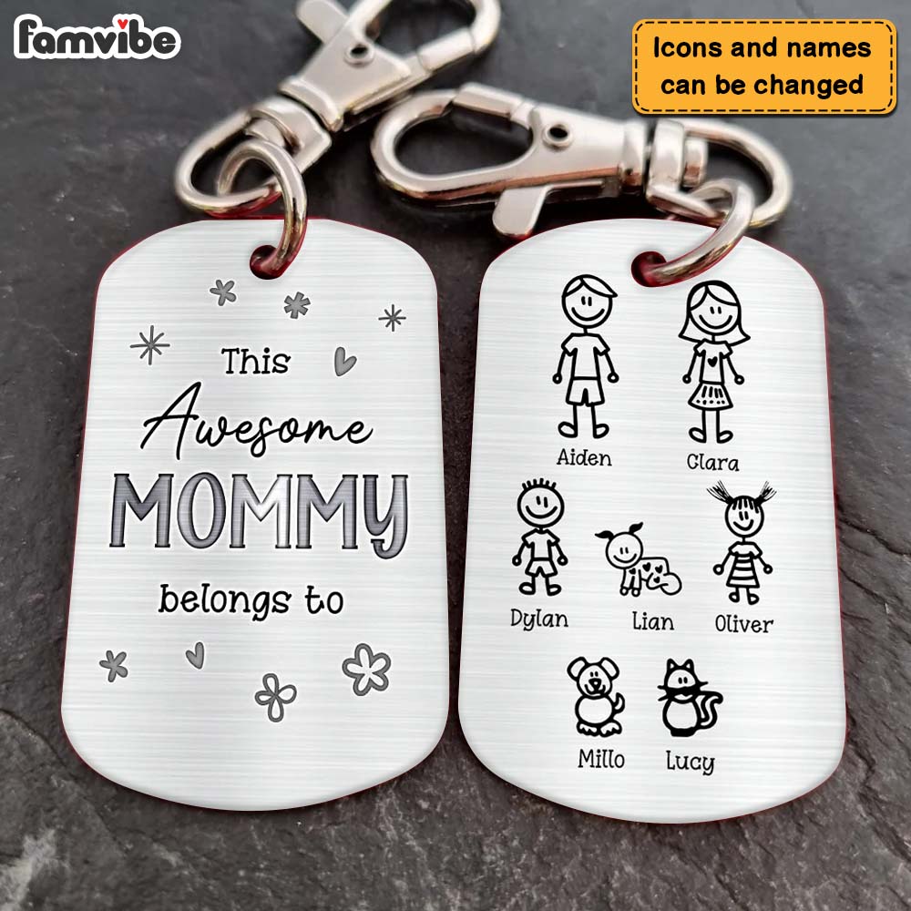 Personalized Gift For Mom This Mommy Belongs Aluminum Keychain 24410 Primary Mockup