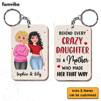 Personalized Behind Every Crazy Daughter Wood Keychain 24430 thumb 1