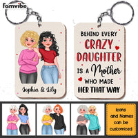 Personalized Behind Every Crazy Daughter Wood Keychain 24430 thumb 1