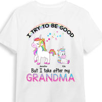 Personalized Gift I Try To Be Good But I Take Care Of My Grandmacorn Kid T Shirt 24435 thumb 1