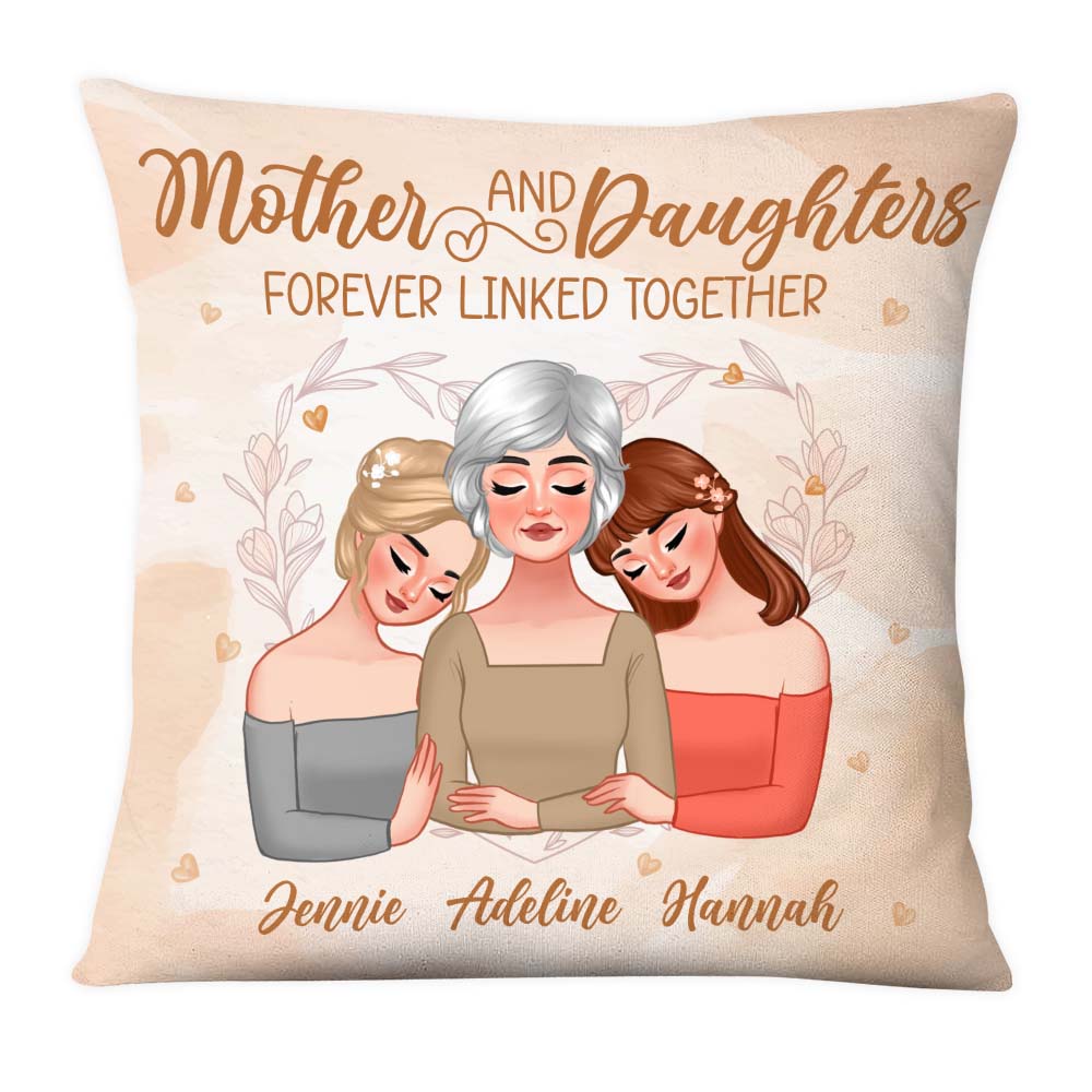 Personalized Mother & Daughters Forever Linked Together Pillow 24438 Primary Mockup