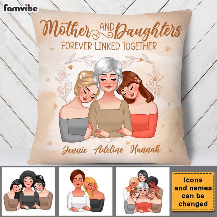 Personalized Mother & Daughters Forever Linked Together Pillow 24438 1