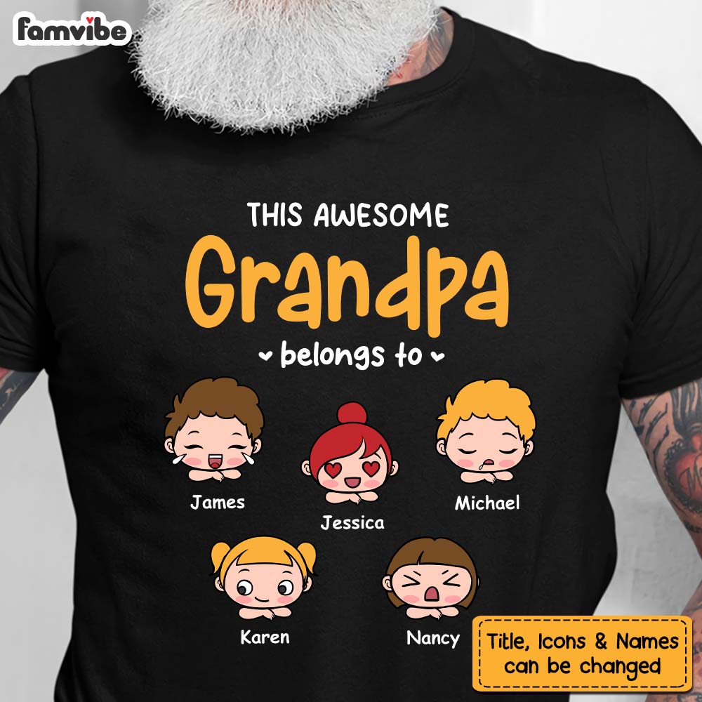 Personalized Gift For Grandpa This Awesome Grandpa Belongs To Shirt Hoodie Sweatshirt 24484 Primary Mockup