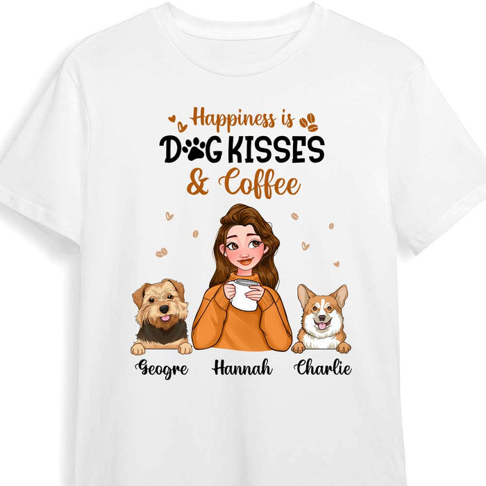 Personalized Happiness Is Dog Kisses & Coffee Shirt - Hoodie - Sweatshirt 24498 1