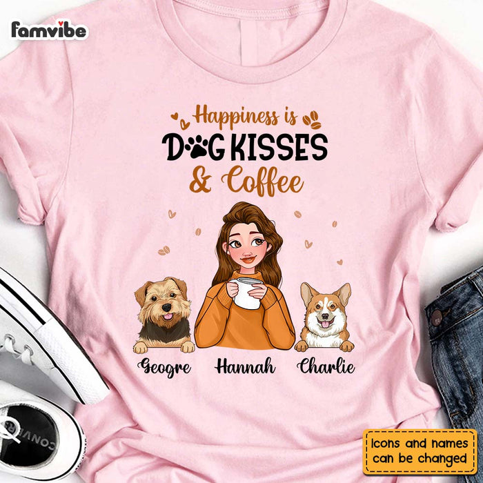 Personalized Happiness Is Dog Kisses & Coffee Shirt - Hoodie - Sweatshirt 24498 1