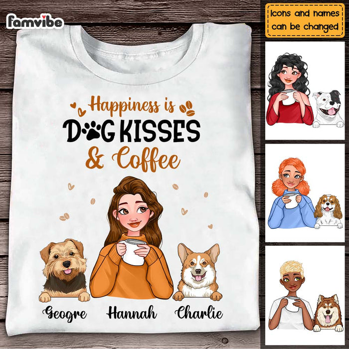 Personalized Happiness Is Dog Kisses & Coffee Shirt - Hoodie - Sweatshirt 24498 1