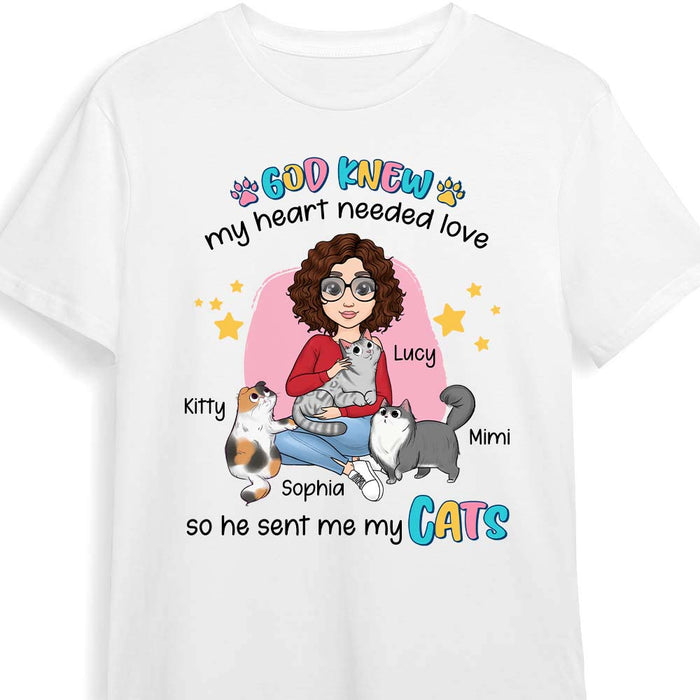 Personalized Gift for Cat Mom God Knew My Heart Needed Love Shirt - Hoodie - Sweatshirt 24506 1