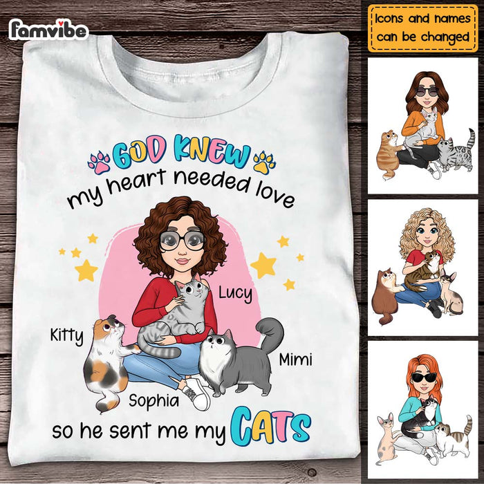 Personalized Gift for Cat Mom God Knew My Heart Needed Love Shirt - Hoodie - Sweatshirt 24506 1