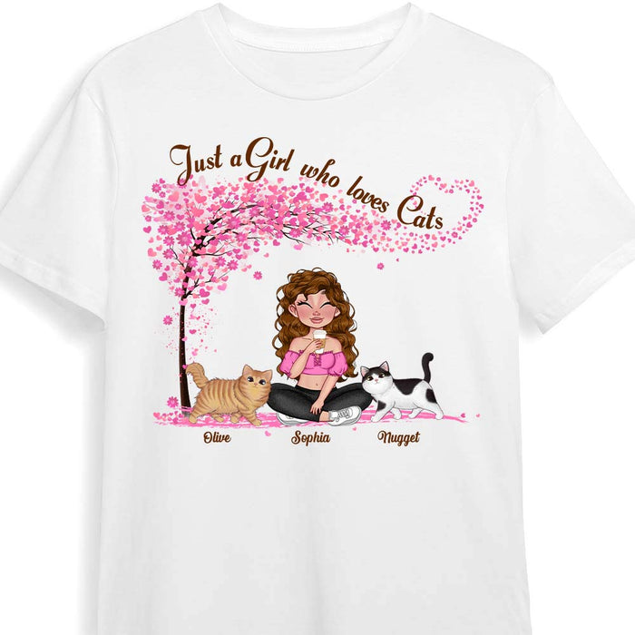 Personalized Just A Girl Who Loves Cats Shirt - Hoodie - Sweatshirt 24523 1