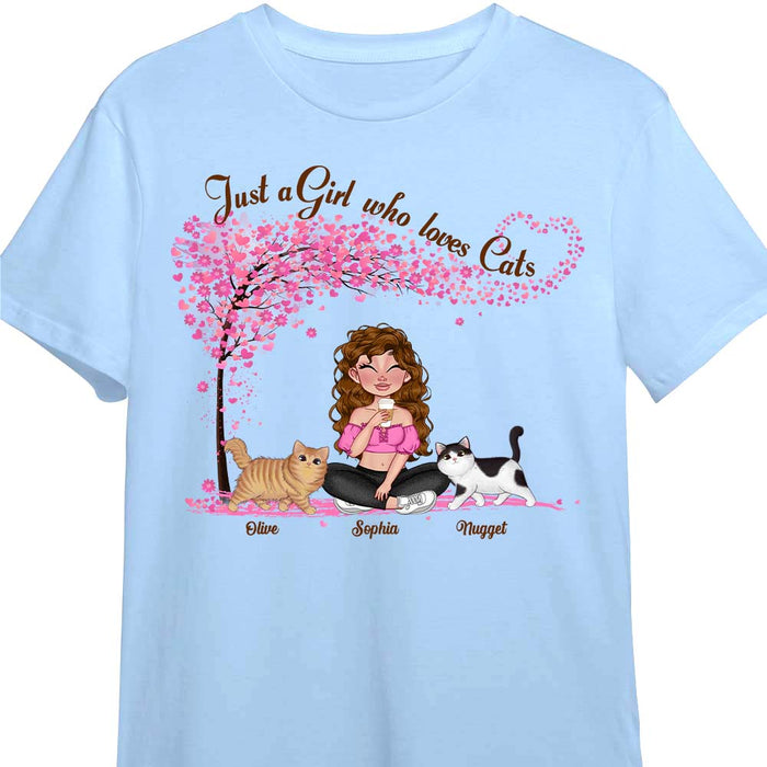 Personalized Just A Girl Who Loves Cats Shirt - Hoodie - Sweatshirt 24523 1