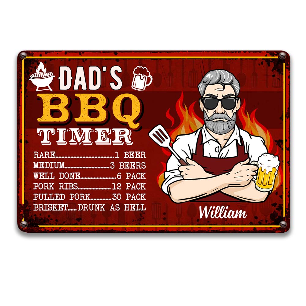 Personalized Dad BBQ Grill Metal Sign 24532 Primary Mockup