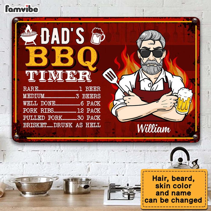 Personalized Dad BBQ Grill Metal Sign 24532 1