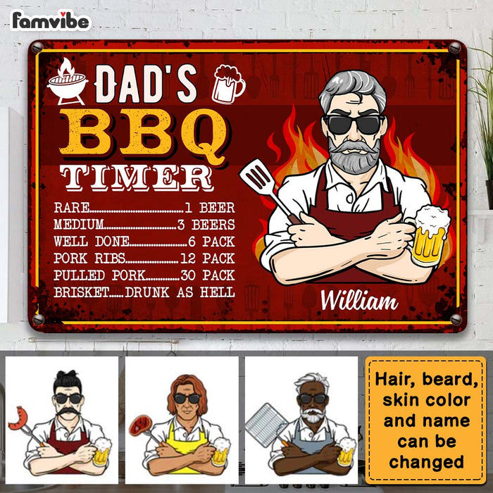Personalized Dad BBQ Grill Metal Sign 24532 1