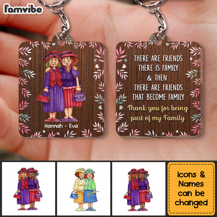 Personalized Friends Become Family Wood Keychain NB13 30O53 24571 1