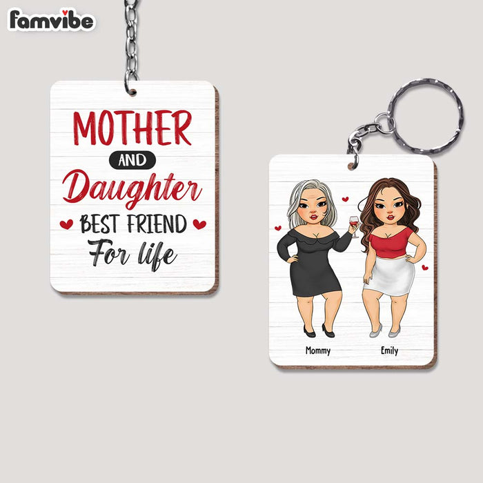 Personalized Mom And Daughter Friends For Life Wood Keychain 24578 1